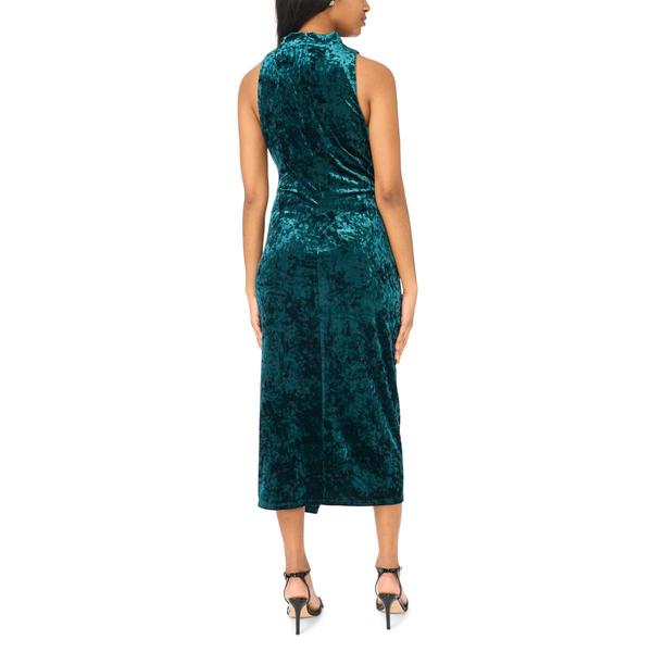 Womens MSK Sleeveless Crushed Velvet Faux Wrap Dress