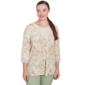 Women''s Scoop Neck Watercolor Print Knit Top With Lace Trim - image 1