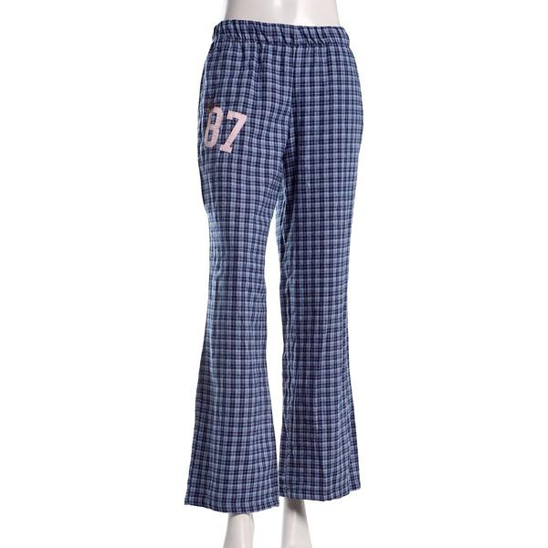 Juniors No Comment Flannel Fold Over Wide Leg Pants - Peacoat - image 