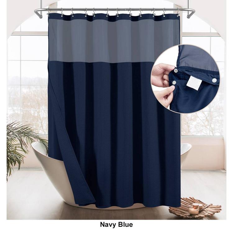 Awesome Home Cotton Blend Waffle Snap-In Liner Shower Curtain