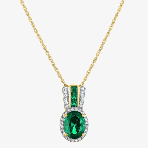 Nova Star(R) Lab Created Emerald & Lab Grown Diamond Pendant - image 
