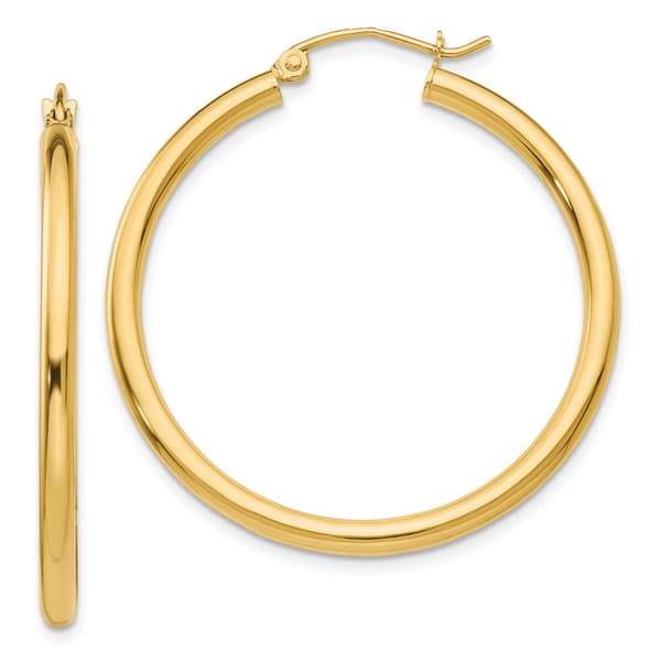 Gold Classics(tm) 14kt. Polished Gold 35mm Hoop Earrings - image 
