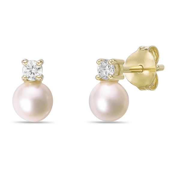 Brilliant Grown 18kt Gold-Plated Lab-Grown Diamond Pearl Earrings