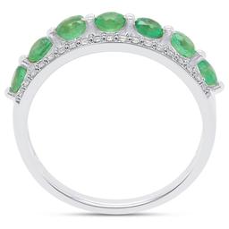 Gemstone Classics™ Sterling Silver Emerald & White Zircon Ring