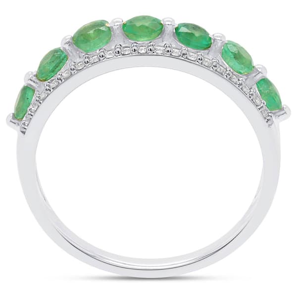 Gemstone Classics™ Sterling Silver Emerald & White Zircon Ring