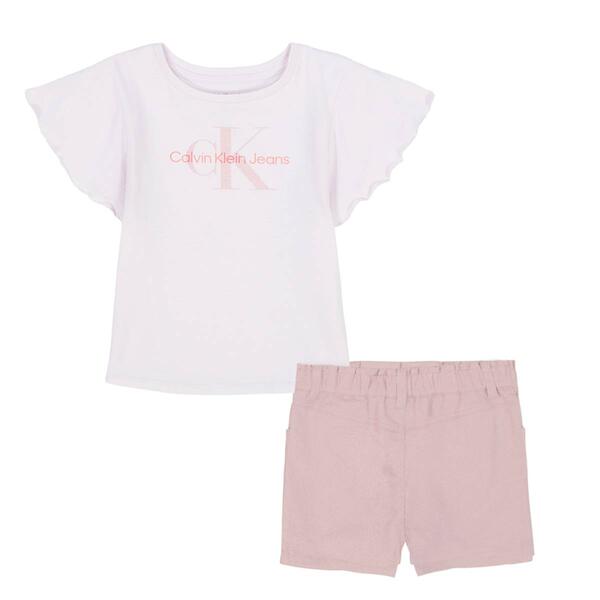 Girls &#40;4-6x&#41; Calvin Klein 2pc. Flutter Tee & Paper Bag Shorts Set - image 