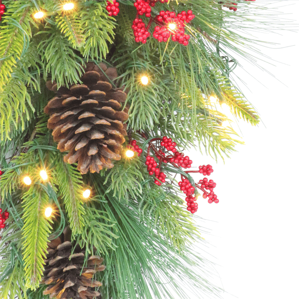 Puleo International Pre-Lit Banister Swag with Pinecone & Berries