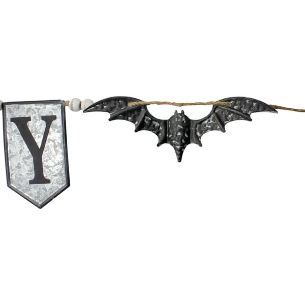 Northlight Seasonal Grey and Black SPOOKY Halloween Bat Banner