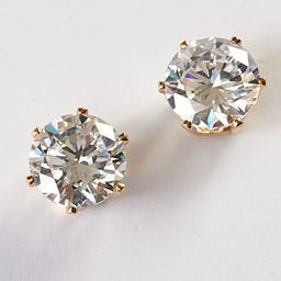 Gold & 9ctw. Cubic Zirconia Post Earrings