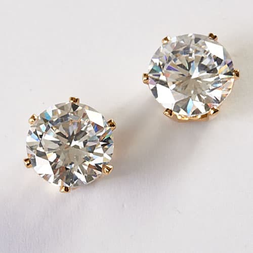 Gold & 9ctw. Cubic Zirconia Post Earrings - image 