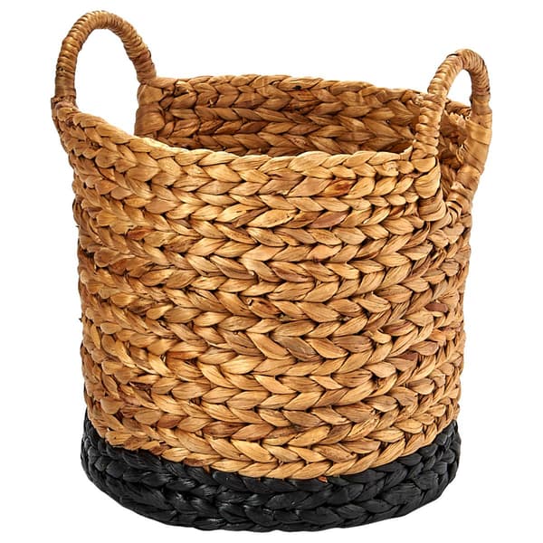 Baum Brothers Small Arrow Weave Water Hyacinth Round Basket - image 