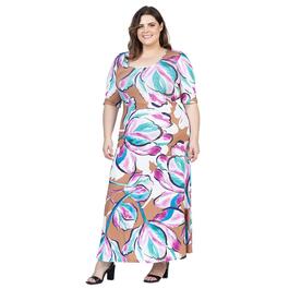 Plus Size 24/7 Comfort Apparel Large Floral A-Line Maxi Dress