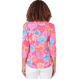 Petite Ruby Rd. Bright Blooms 3/4 Sleeve Floral Blouse