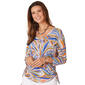 Womens Democracy 3/4 Sleeve Side Ruched Placement Print Top - image 1