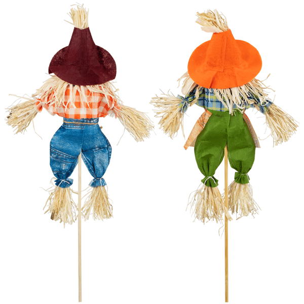 Northlight Boy & Girl Fall Harvest Scarecrow Picks - Set of 2