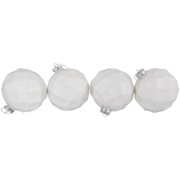 Northlight 4ct. White Glittered Christmas Glass Ball Ornaments