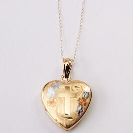 Kids Gold 14kt. Filled Tri-Color Heart Locket Necklace