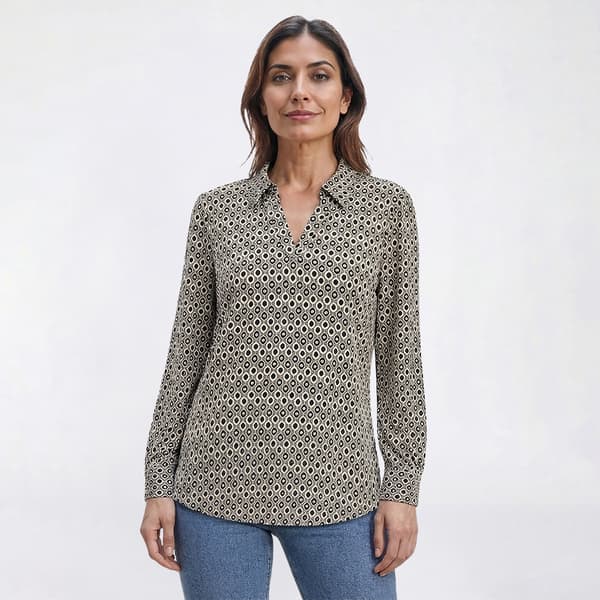 Womens Adrianna Papell Long Sleeve Geometric Blouse - image 