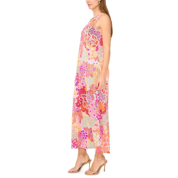 Womens MSK Sleeveless Floral Keyhole Back Midi Dress