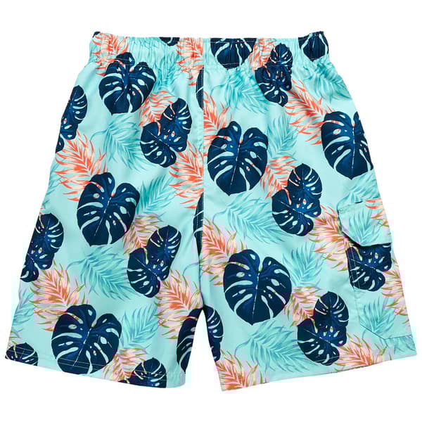 Young Mens SURFZONE&#174; Tropical Leaves Swim Trunks