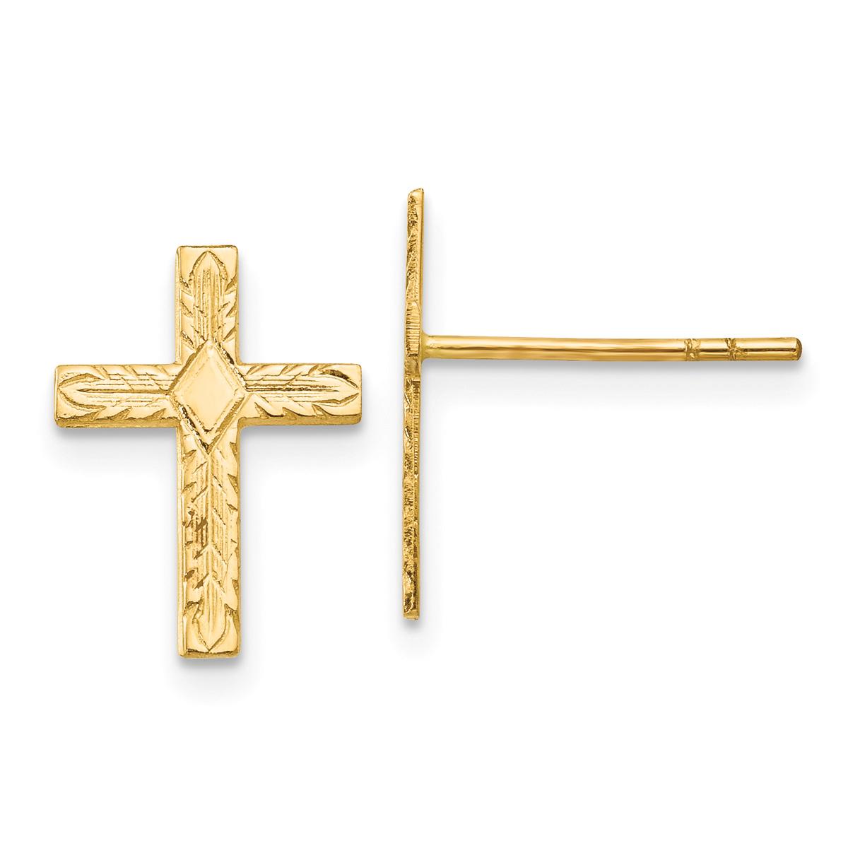 Gold Classics™14kt. Gold Cross Stud Earrings