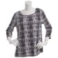 Womens Emily Daniels 3/4 Sleeve Plaid Jacquard Tunic Blouse - image 1