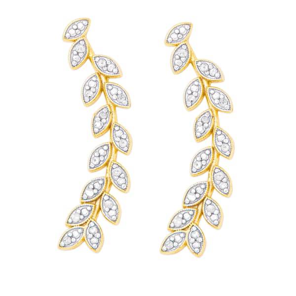 Accents by Gianni Argento Diamond Accent Leaf Crawler Earrings - image 