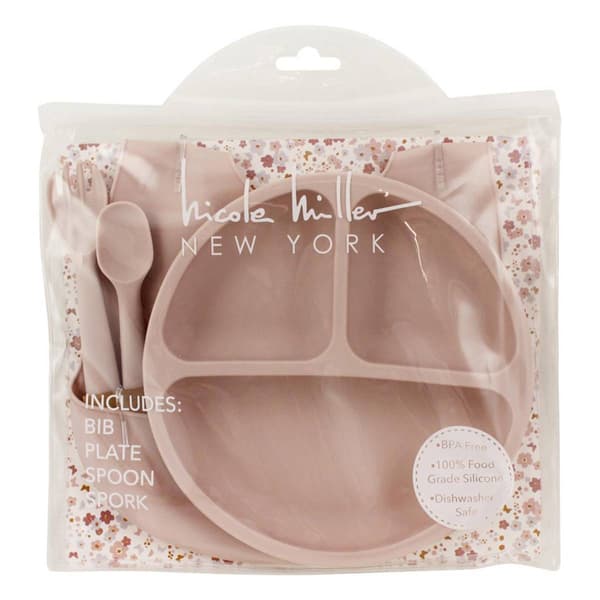 Baby Girl Nicole Miller New York 4pc. Silicone Meal Set - image 