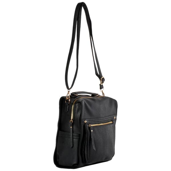 DS Fashion NY Perforated Front Zip Backpack