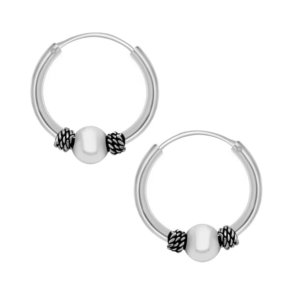 Marsala Fine Silver Plated Small Bali Wire Hoop Earrings - image 