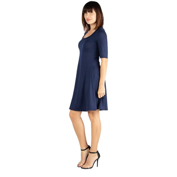 Womens 24/7 Comfort Apparel Elbow Sleeve A-Line Knee Length Dress