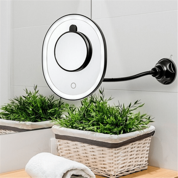 Ovente 9in.  Rechargeable Lighted Wall Mount Makeup Mirror