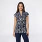 Womens Kasper Cap Sleeve Dark Splatter Floral Blouse - image 1