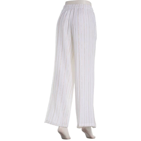 Juniors No Comment Lurex Stripe Pull On Pants With Braid String