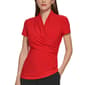 Womens DKNY Short Sleeve Wrap Front Side Blouse - image 1