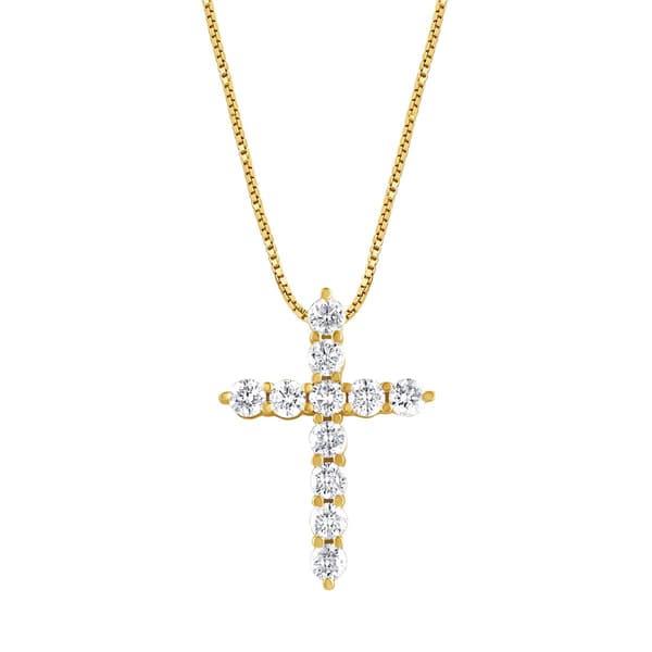 Diamond Classics&#40;tm&#41; 14kt. Gold 1ctw. Diamond Cross Pendant Necklace - image 