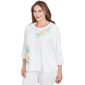 Plus Size Alfred Dunner Rise & Shine Embroidered Pineapple Tee - image 3