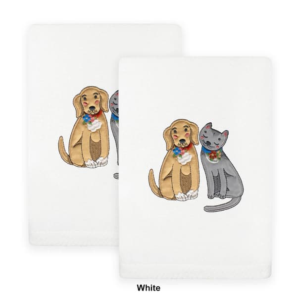 Linum Home Textiles 2pc. Spring Dog & Cat Embroidered Hand Towels