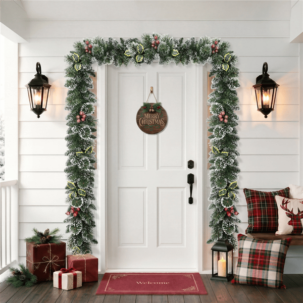 Puleo International 20ft. Adorned Snowy Silverton Pine Garland
