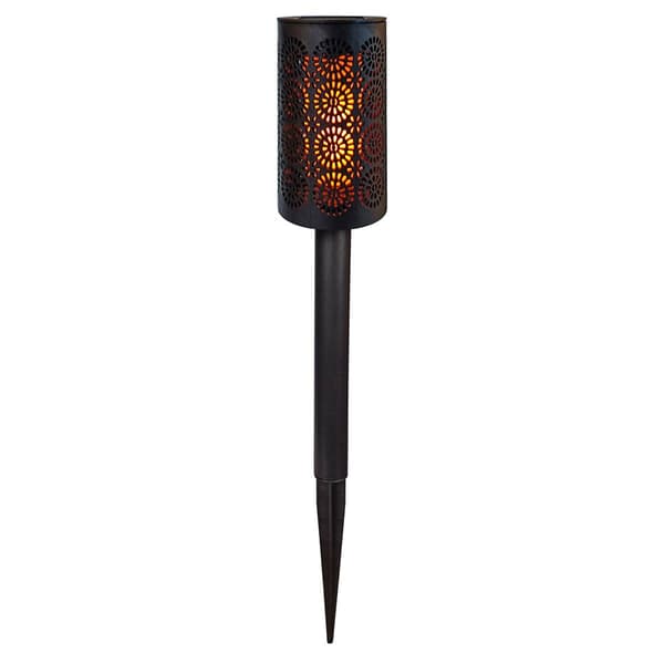 LED Solar Bollard Lawn  Stake with Cutout Medallion Design - image 