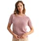 Womens CITY BLUES Short Sleeve Acid Wash Crochet Top - image 1
