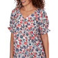 Womens Emaline Sapphire Serenade II Elbow Sleeve Floral Blouse - image 5