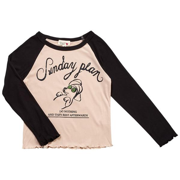 Girls (7-16) Dream Girl Long Sleeve Ribbed Raglan Sunday Dog Tee - image 