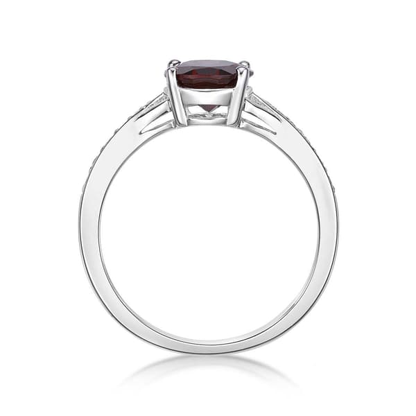 Sterling Silver Ring w/ Garnet & White Topaz Gemstones