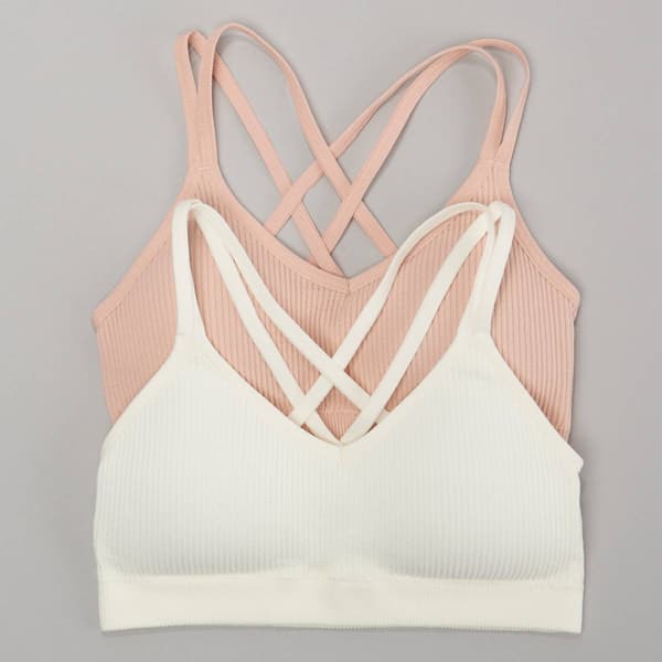 Girls &#40;7-14&#41; Lala 2pk. Nyla Ribbed X-Back Seamless Bras - Multi