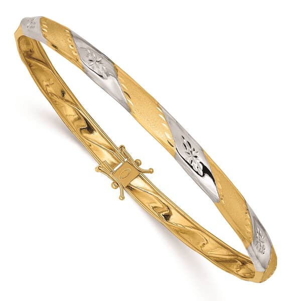 Gold Classics(tm) 14kt. White Rhodium Polished Satin Flexible Bangle - image 