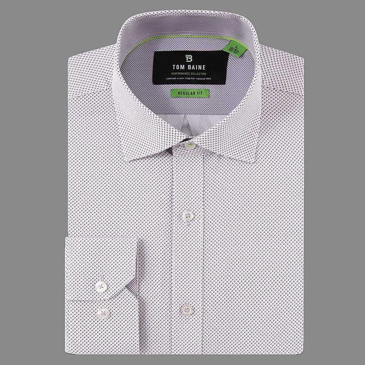 Mens Tom Baine Performance Dress Shirt - White/Grey