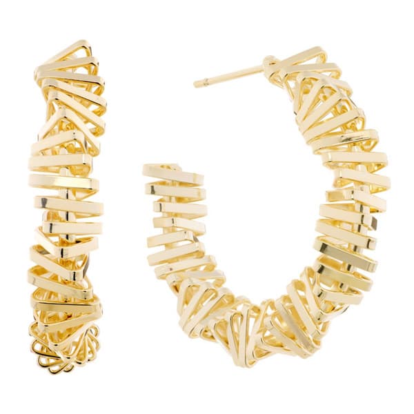 14ktk. Gold Over Brass 30mm Twisted Fancy Hoop Earrings - image 