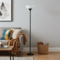 HomeRoots 71in. Black & White Floor Lamp with White Plastic Shade - image 2