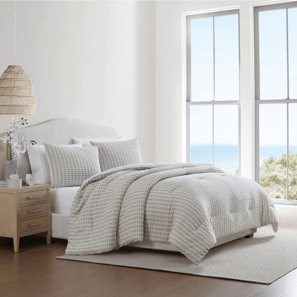 Palm Aire Selena 3pc. Beige/Sage Geometric Cotton Comforter Set